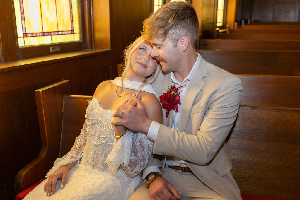 Couple sitting in chapel