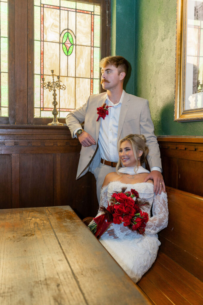 Jazz Chapel Wedding Venue couple in corner